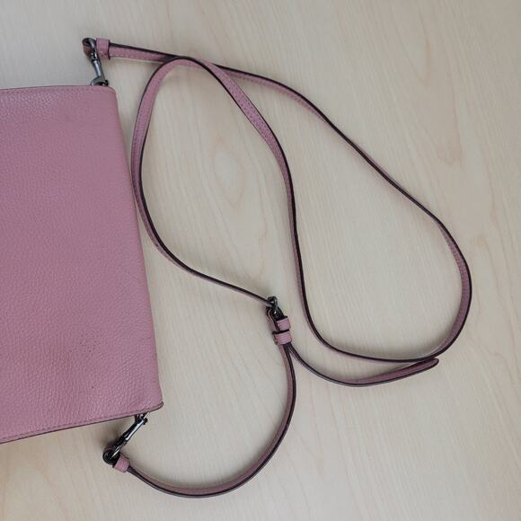 Coach Pink Rose Pebbled Leather Flap Snap Crossbody Wallet - Picture 10 of 11